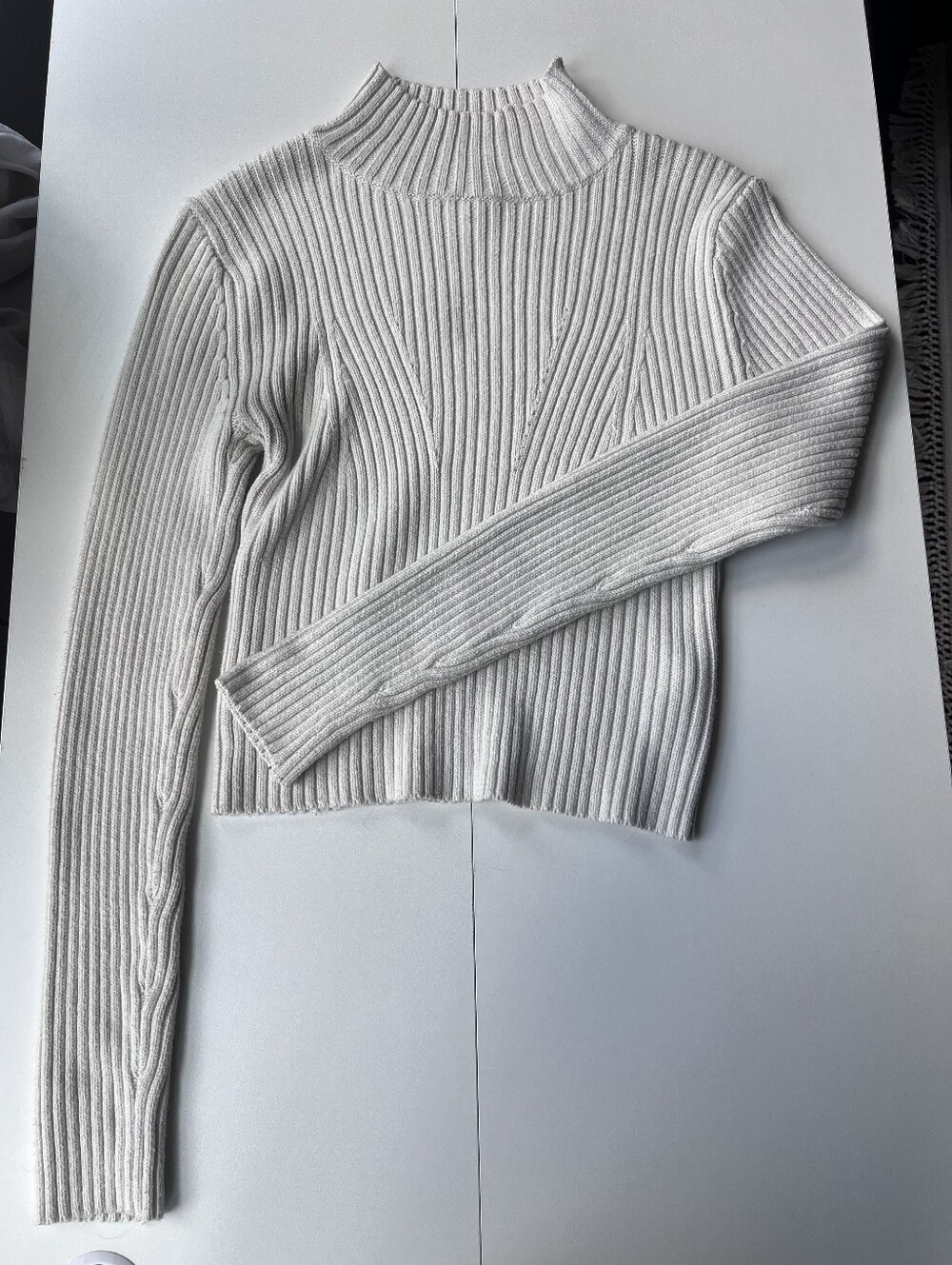 Preppy Ribbed Mock-Neck Cropped Sweater